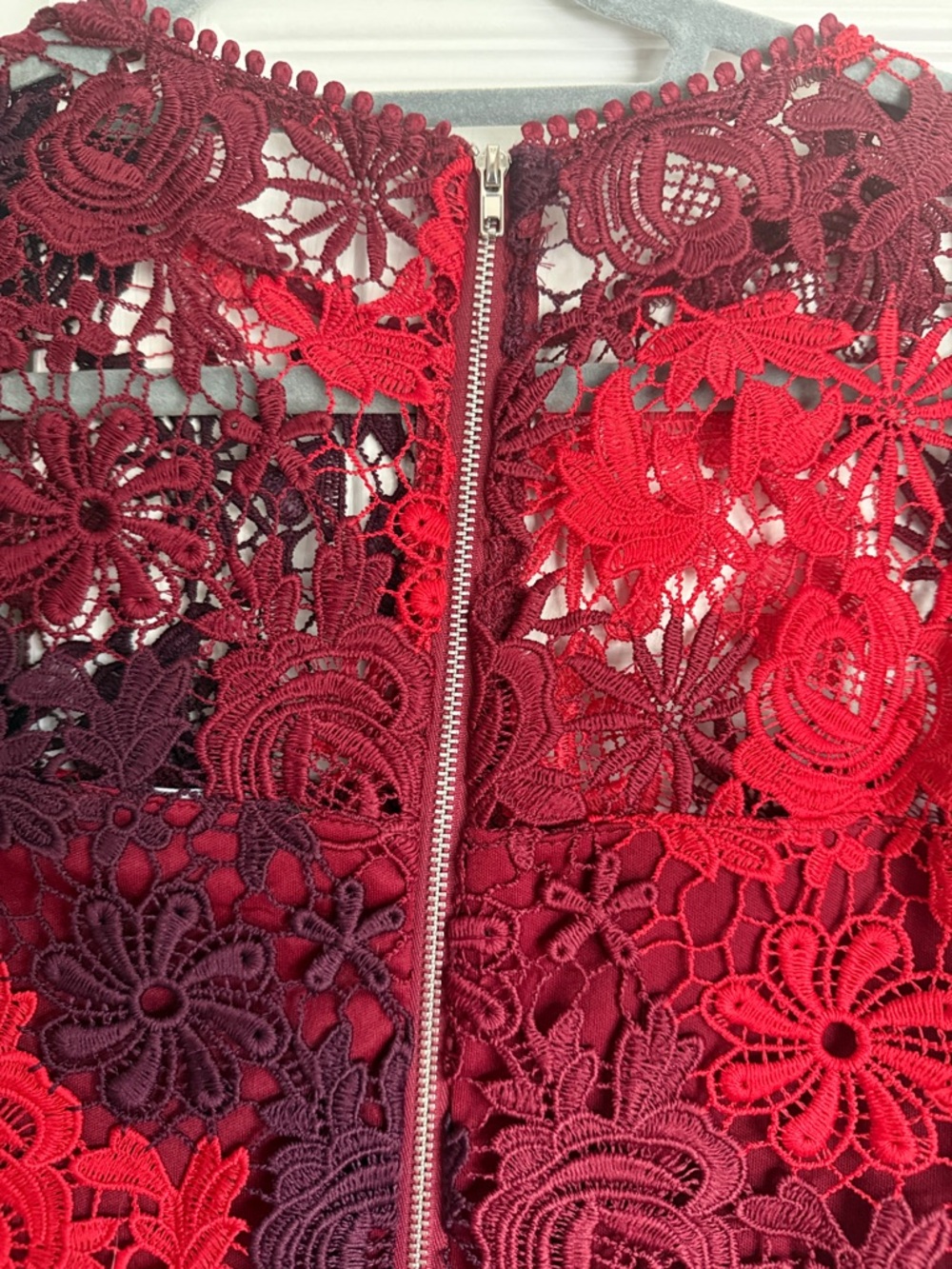 Lulus Season Of Joy Red Multi Lace Midi Dress - Size S - Picture 5 of 7